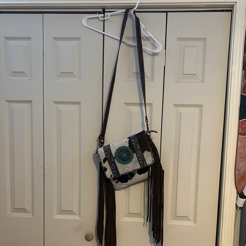 Myra Bag Brown and White Crossbody Bag